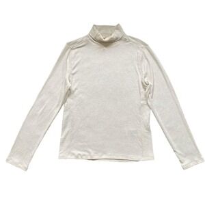 Madewell Ribbed Turtleneck Long-Sleeve Tee Size L Ivory Lightweight Minimalist